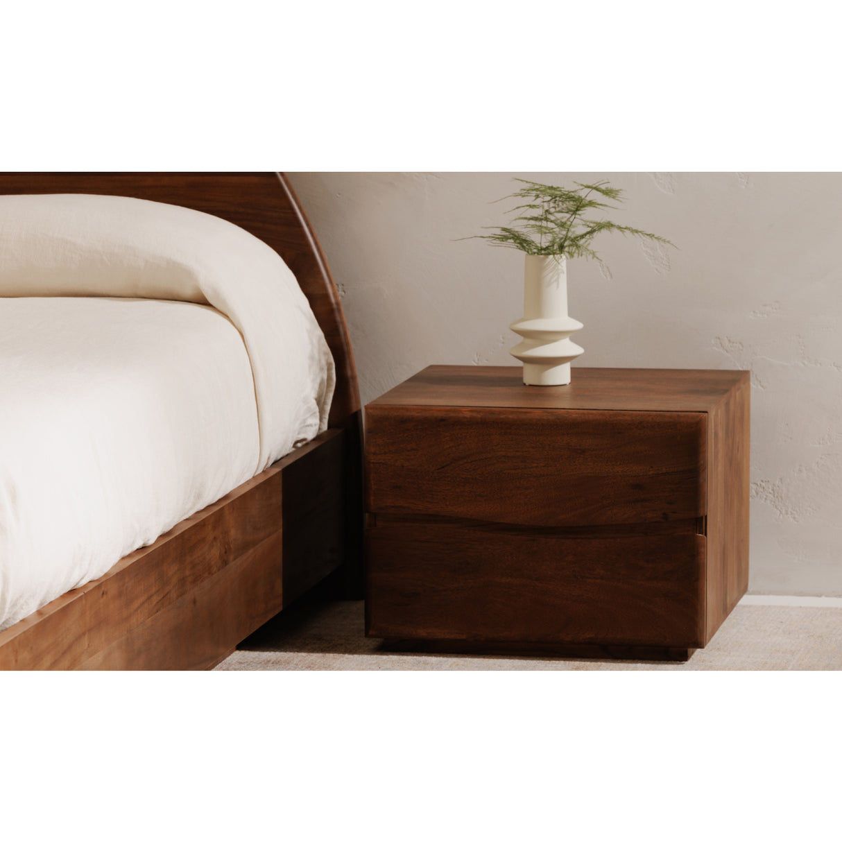 Modern European furniture - Solid Acacia 2-Drawer Nightstand - www.oroa.com