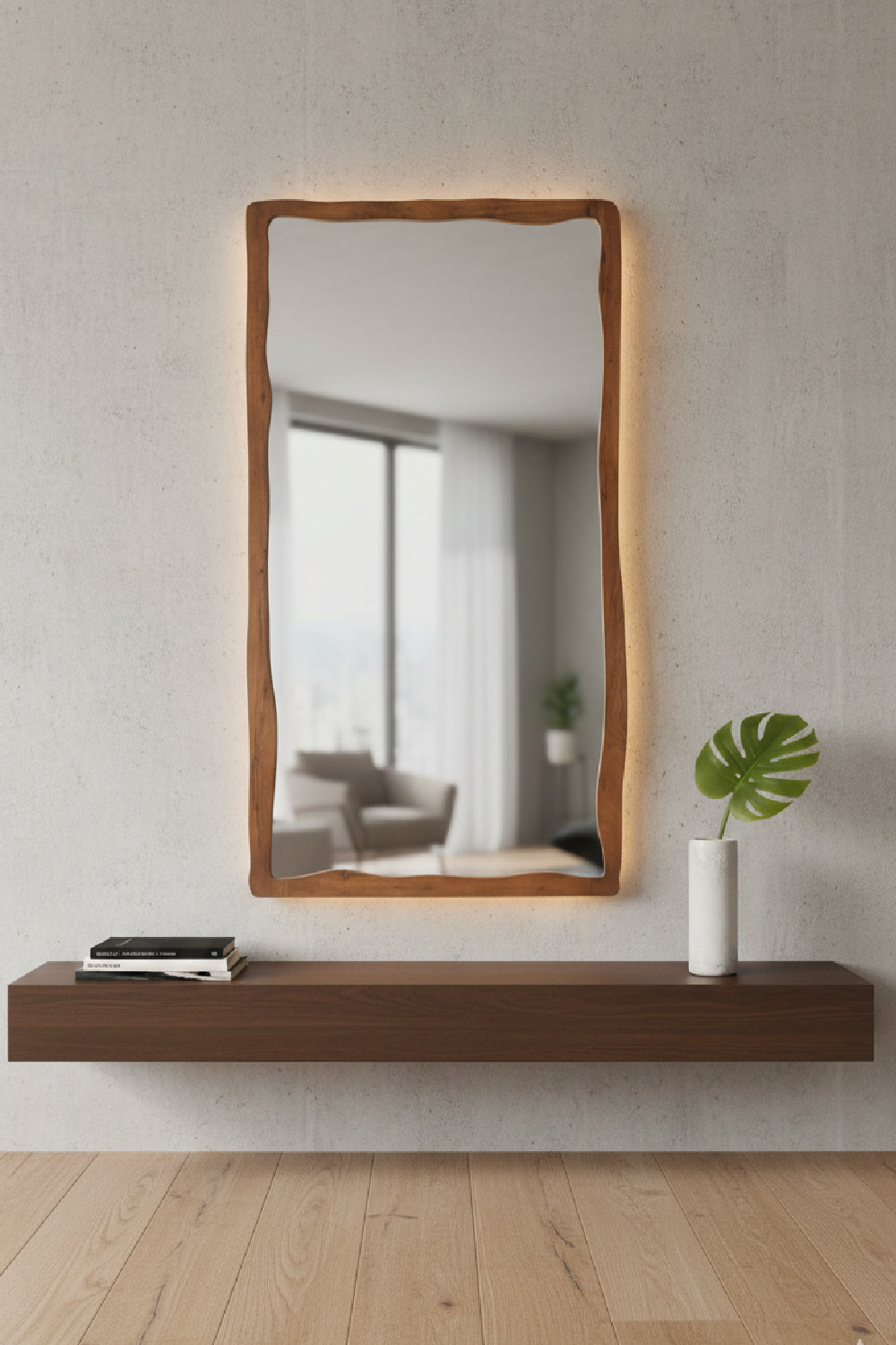 Modern European furniture - Brown Acacia Wood Mirror - www.oroa.com | Oroa.com
