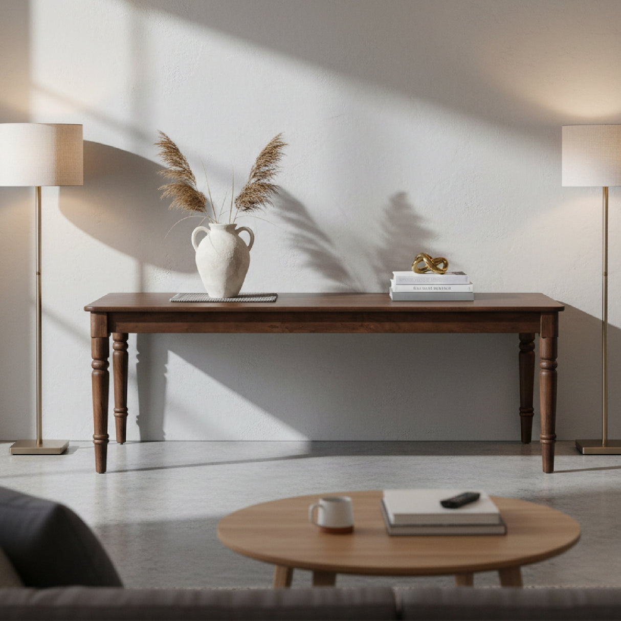 Modern European furniture - Brown Acacia Dining Table - www.oroa.com