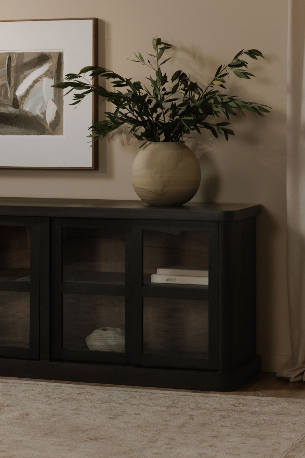 Modern European furniture - Black 4-Sliding Door Sideboard - www.oroa.com