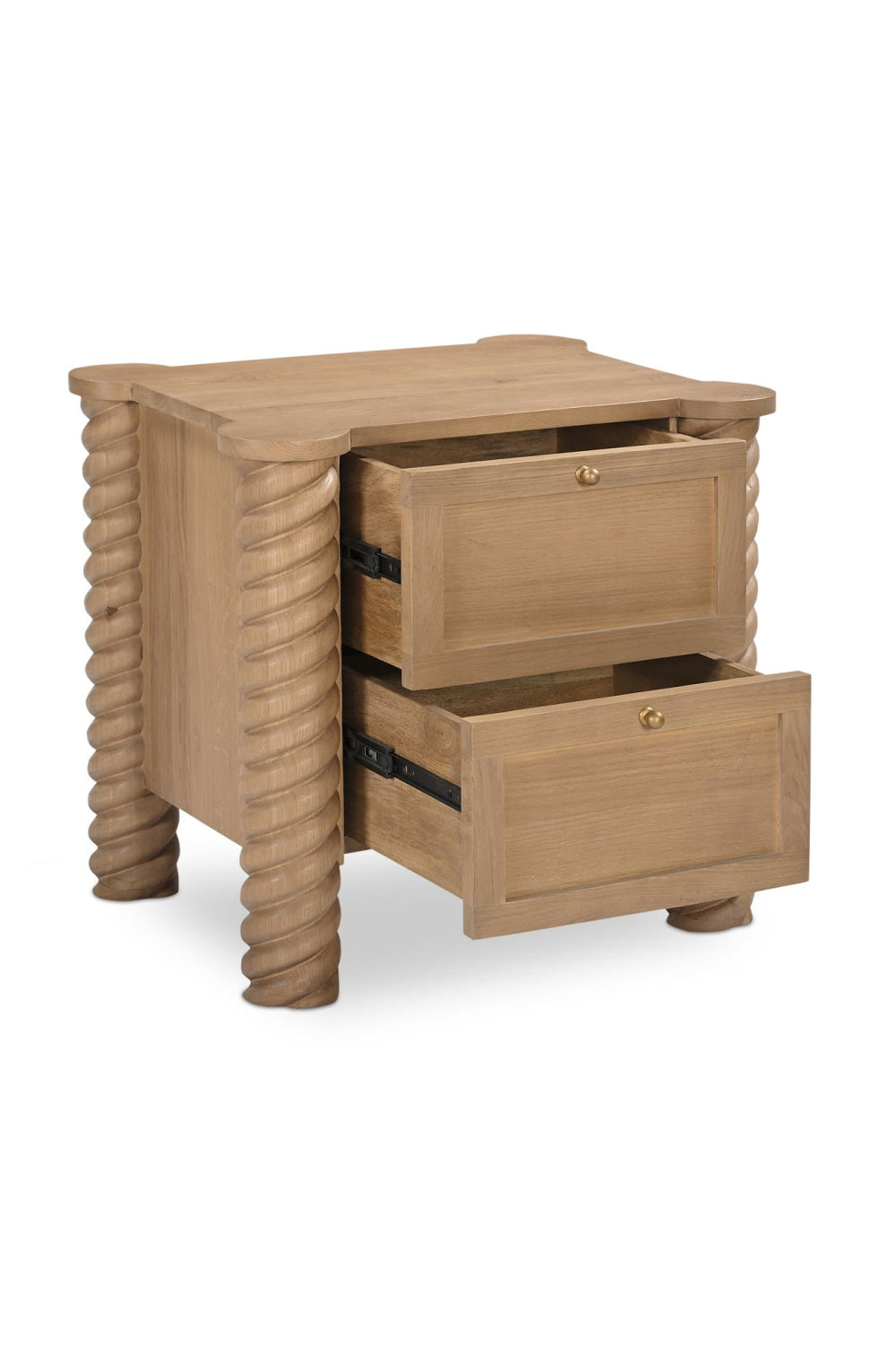 Modern European furniture - Oak Turned-Leg 2-Drawer Nightstand - www.oroa.com | Oroa.com