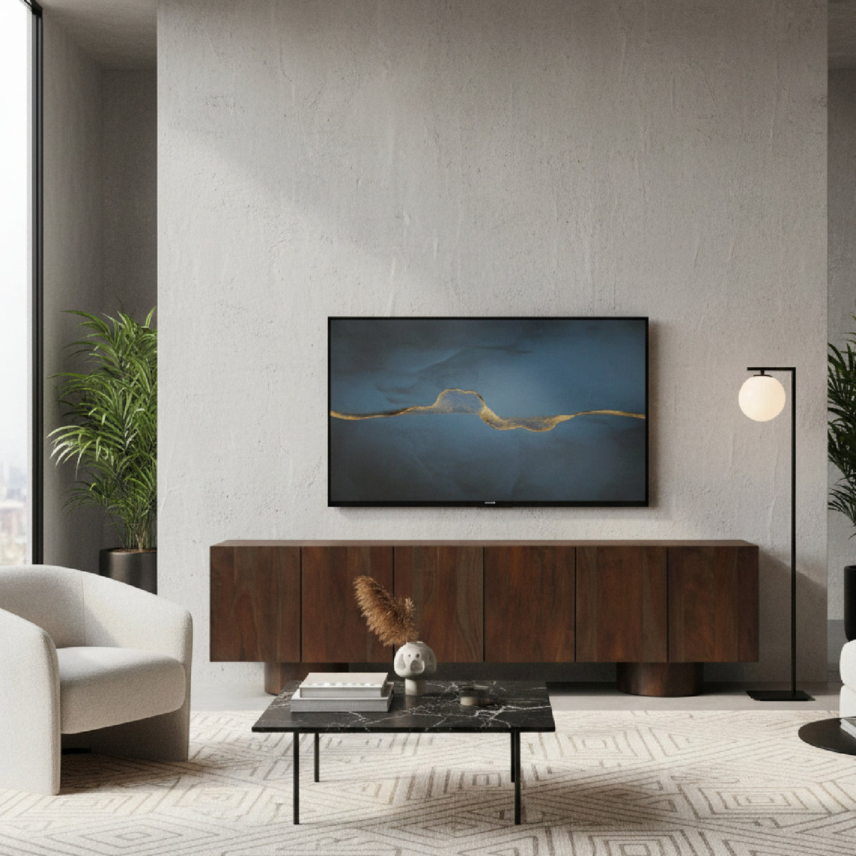 Modern European furniture - Neem Wood 6-Door Media Unit - www.oroa.com