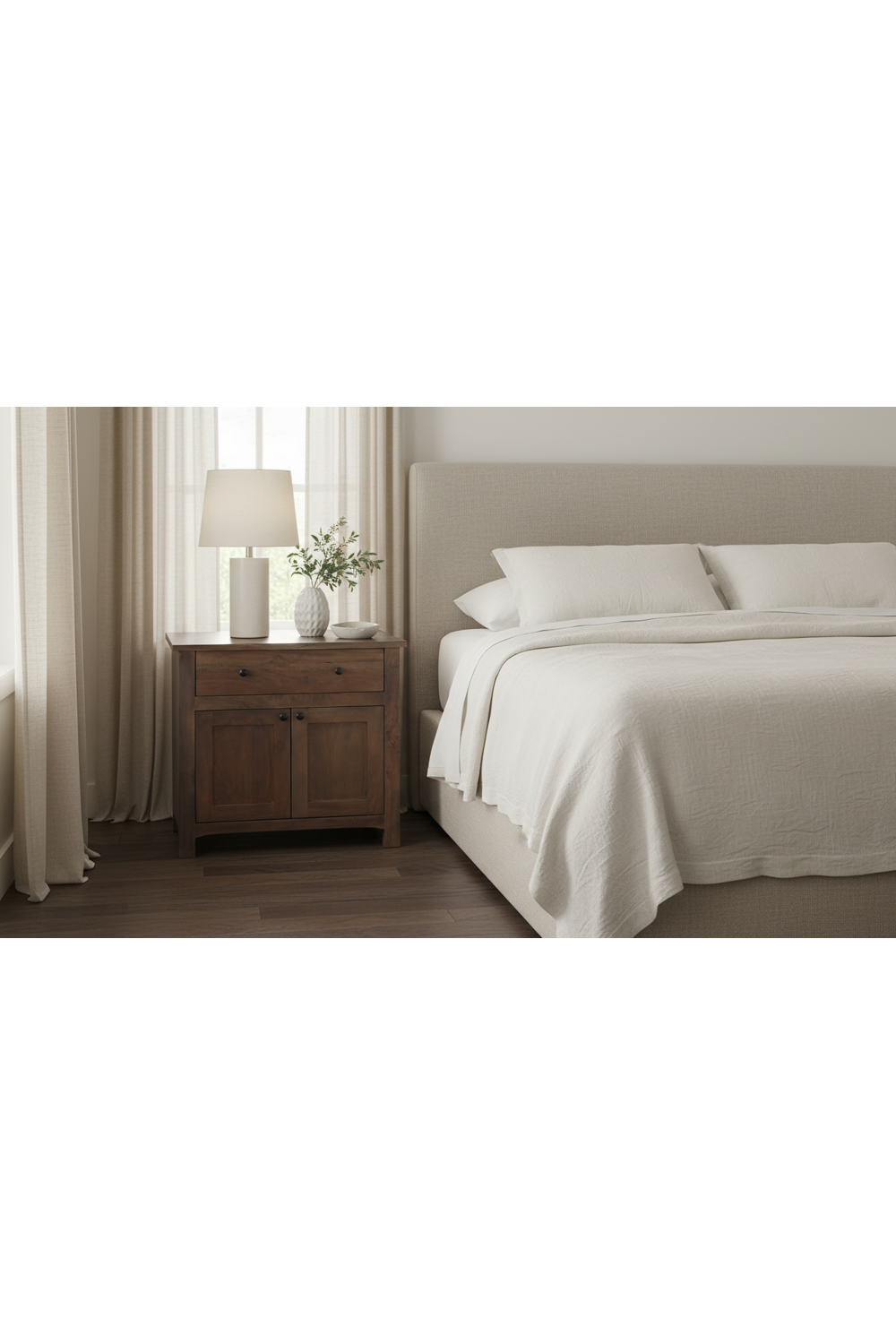 Wooden 2-Door Charging Nightstand | Oroa.com