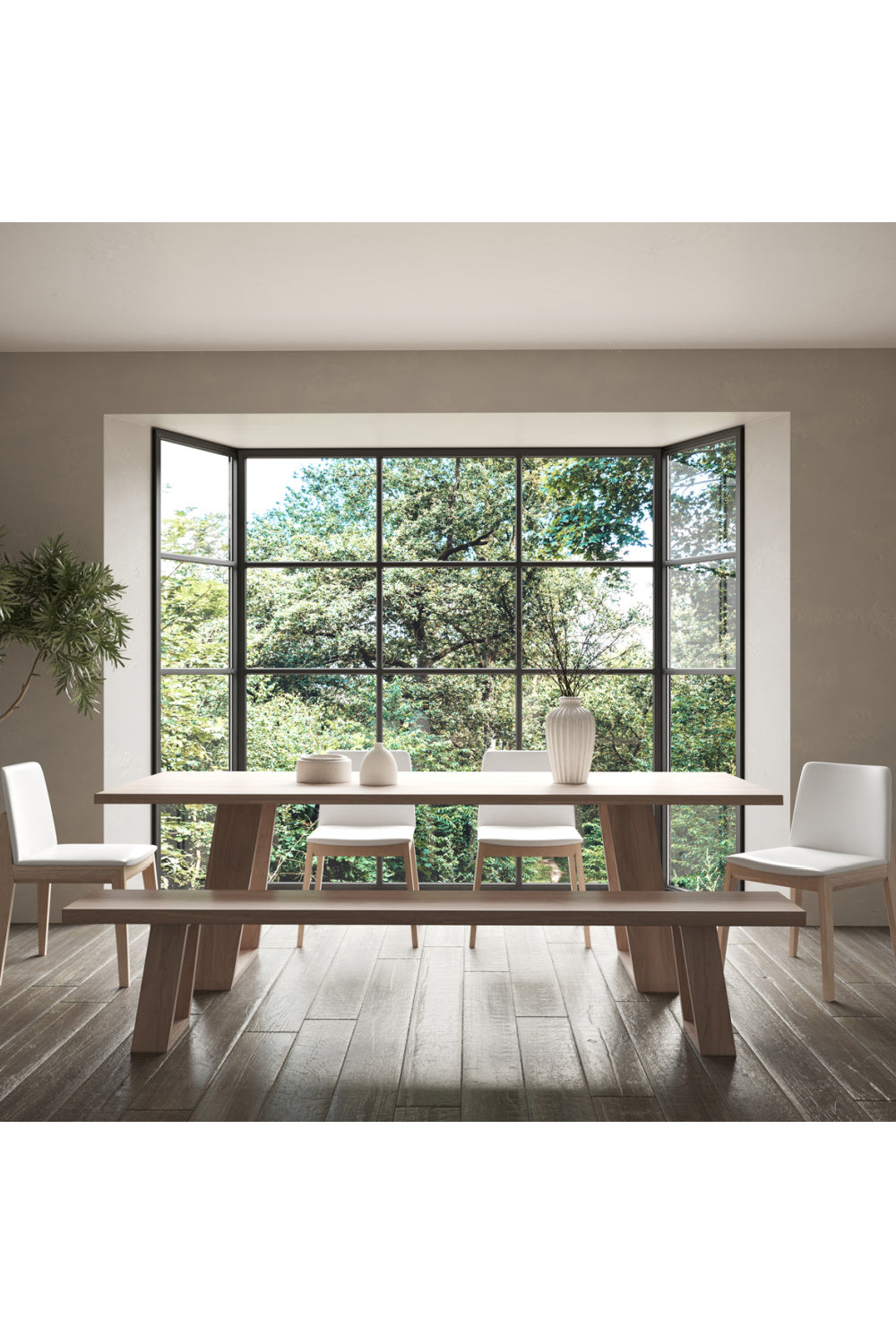 Modern European furniture - Oak Framed Padded Dining Chairs (2) - www.oroa.com