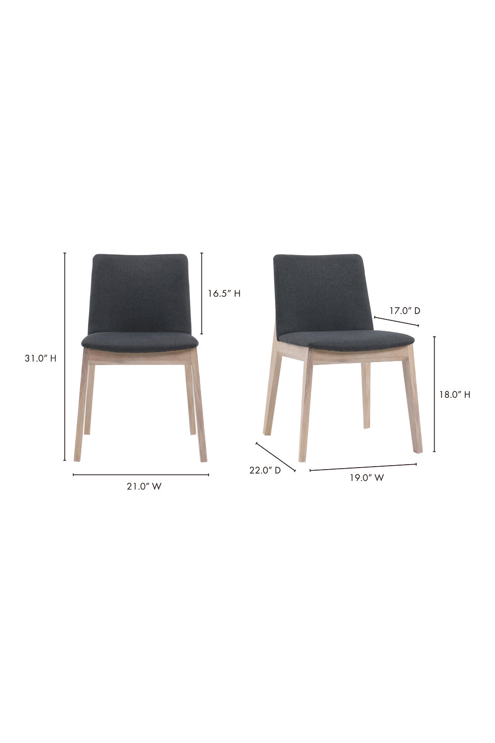 Modern European furniture - Oak Framed Padded Dining Chairs (2) - www.oroa.com | Oroa.com