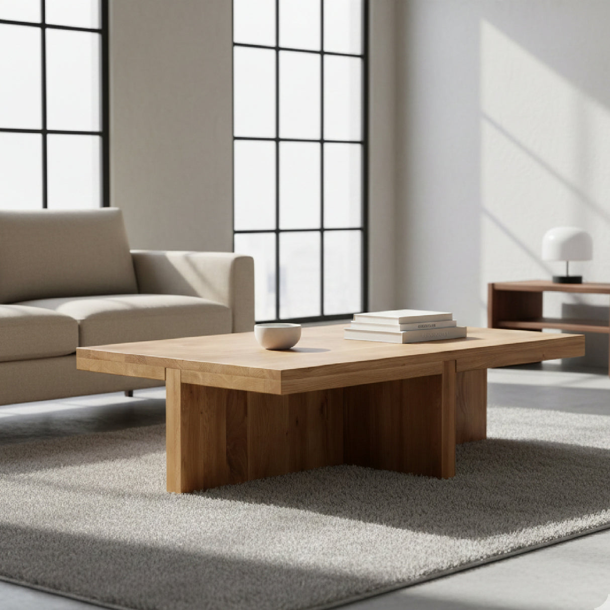 Modern European furniture - Oak Cross-Base Rectangular Coffee Table - www.oroa.com | Oroa.com