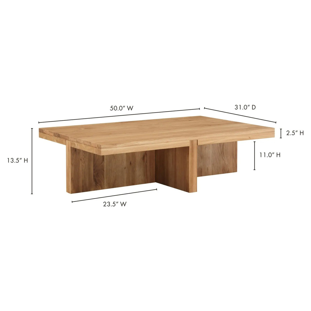 Modern European furniture - Oak Cross-Base Rectangular Coffee Table - www.oroa.com | Oroa.com