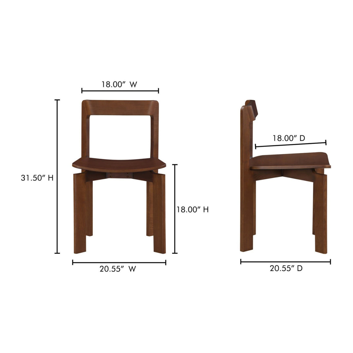 Modern European furniture - Brown Wooden Dining Chairs (2) - www.oroa.com