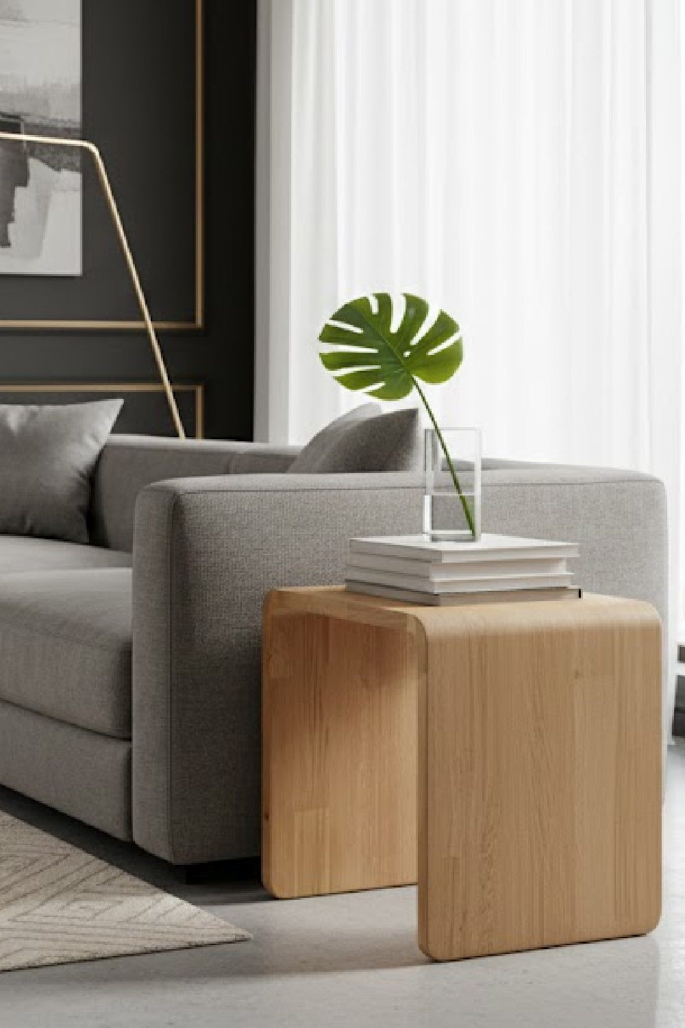 Modern European furniture - C-Shape Oak Side Table - www.oroa.com | Oroa.com