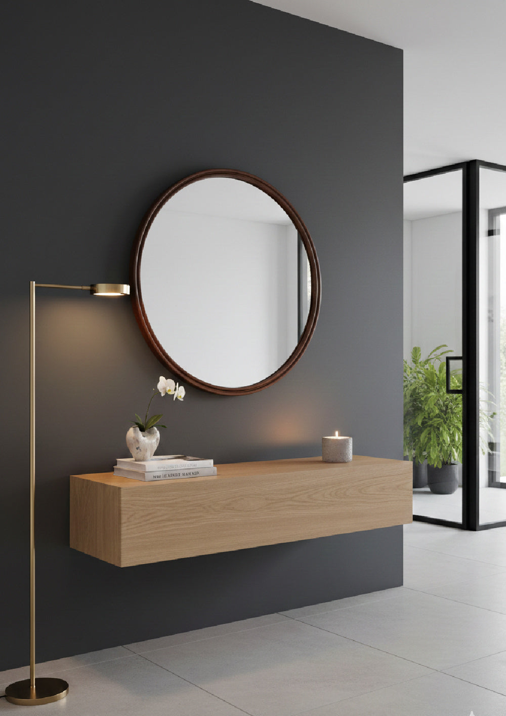 Modern European furniture - Oak Round Wall Mirror - www.oroa.com | Oroa.com
