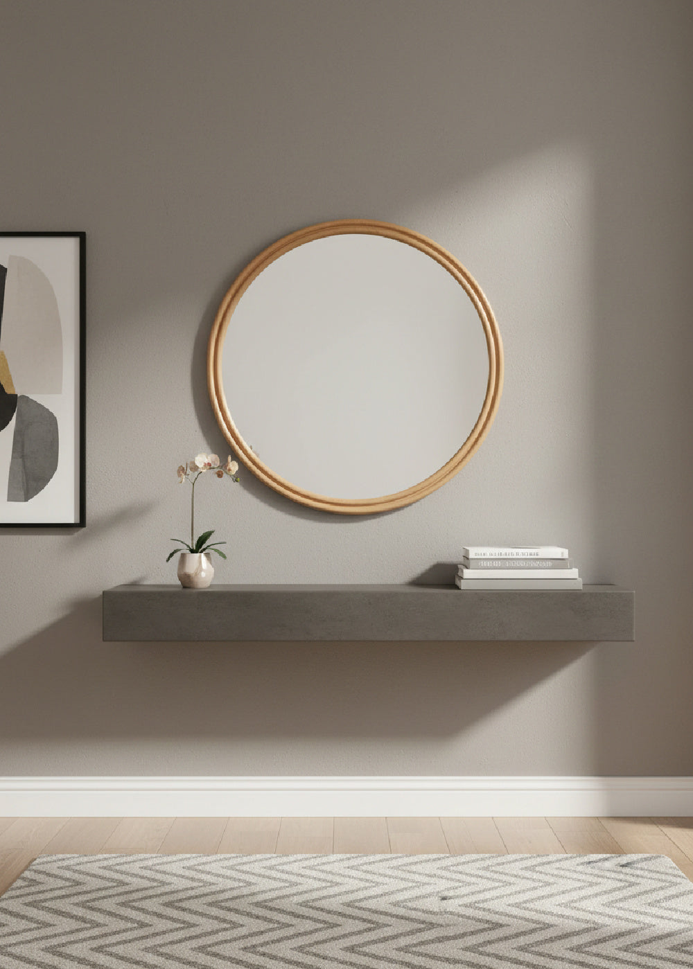 Modern European furniture - Oak Round Wall Mirror - www.oroa.com | Oroa.com