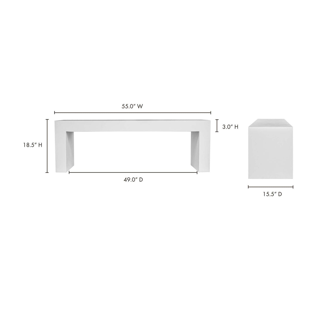 Modern European furniture - White Concrete Outdoor Bench - www.oroa.com | Oroa.com