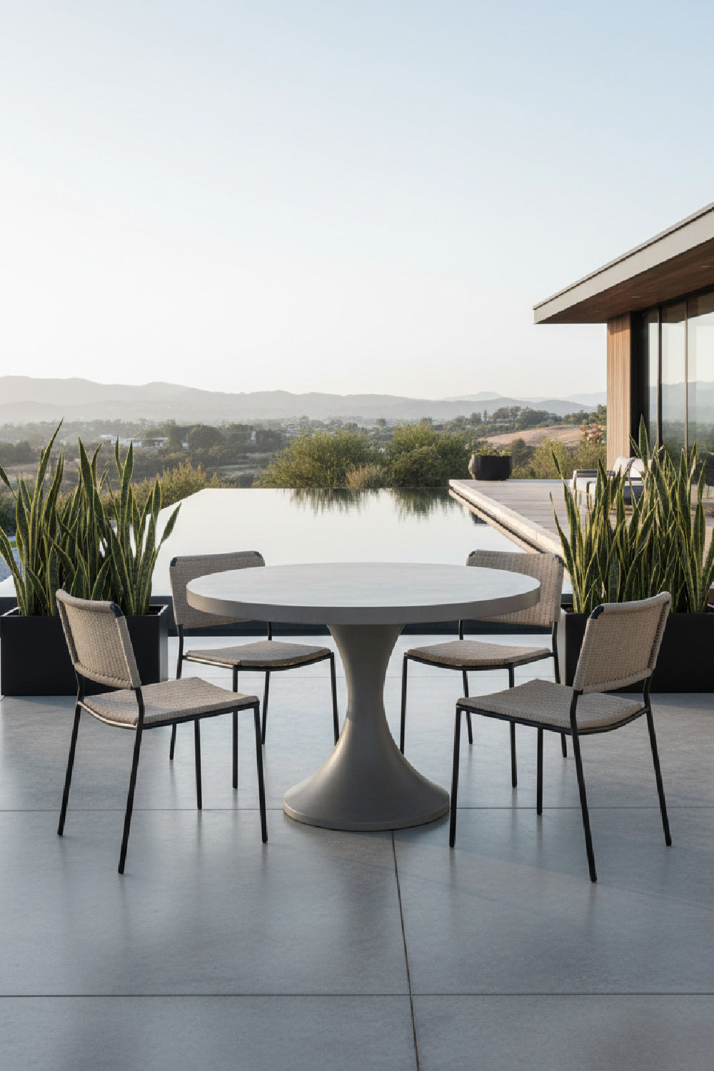 Modern European furniture - Gray Pedestal Outdoor Dining Table - www.oroa.com