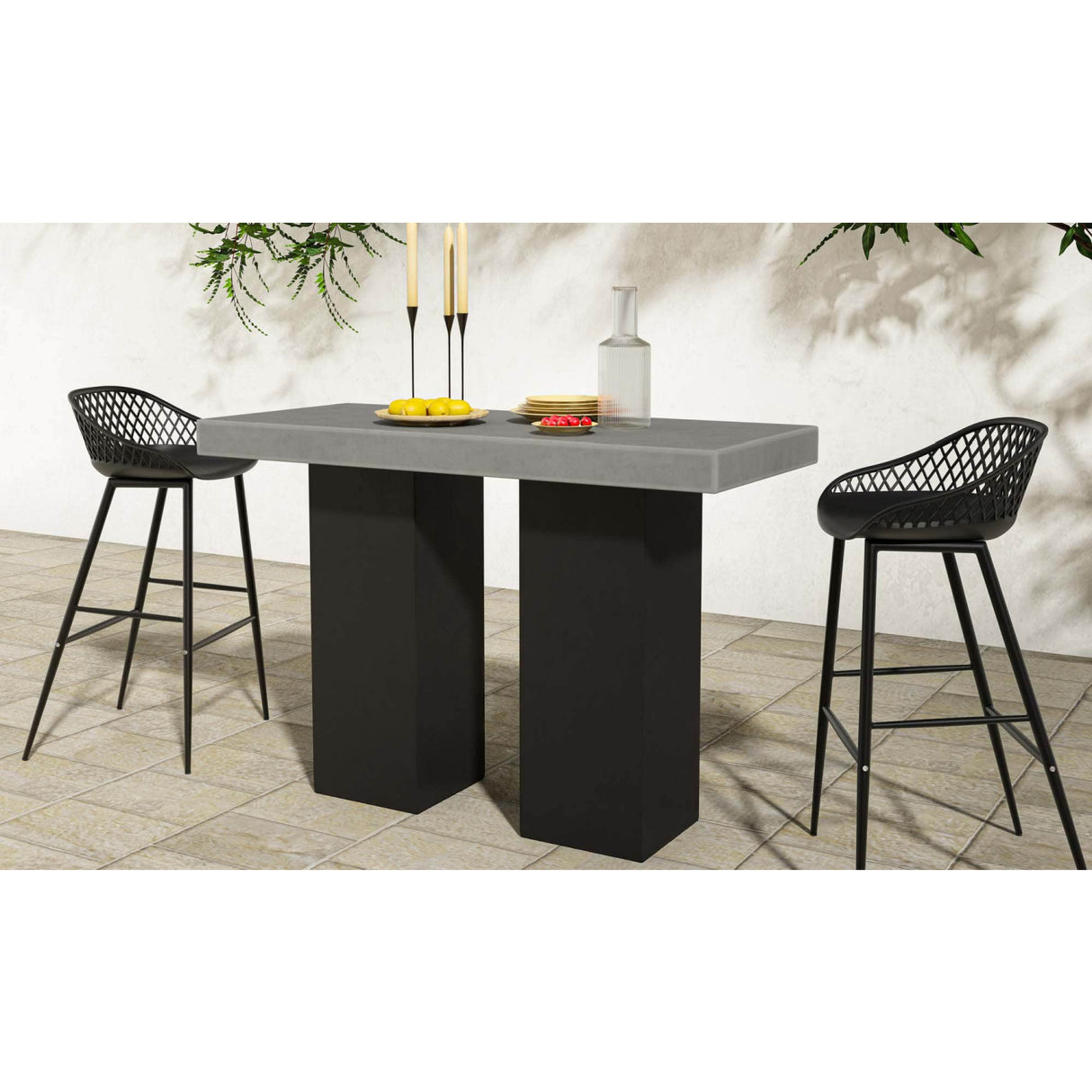 Modern European furniture - Gray Concrete Outdoor Bar Table - www.oroa.com | Oroa.com