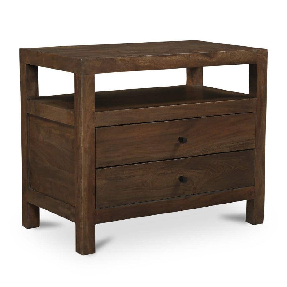 Modern European furniture - Brown Wooden 2-Drawer Nightstand - www.oroa.com