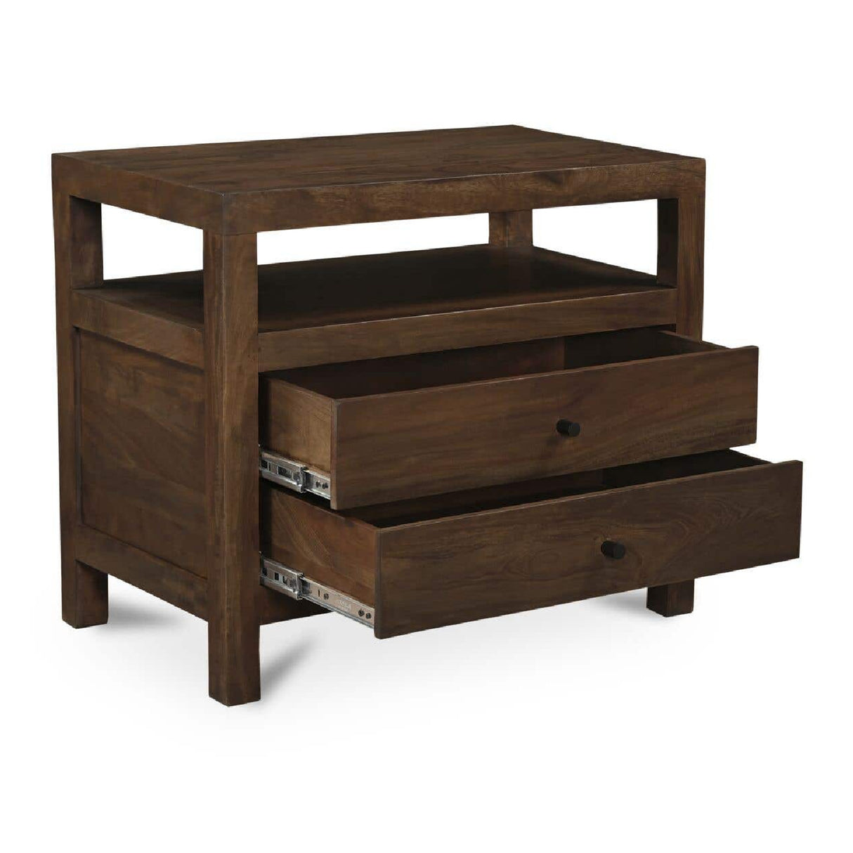 Modern European furniture - Brown Wooden 2-Drawer Nightstand - www.oroa.com