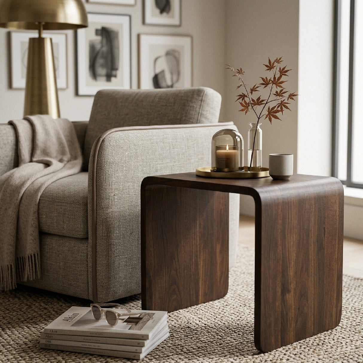 Modern European furniture - C-Shape Oak Side Table - www.oroa.com | Oroa.com