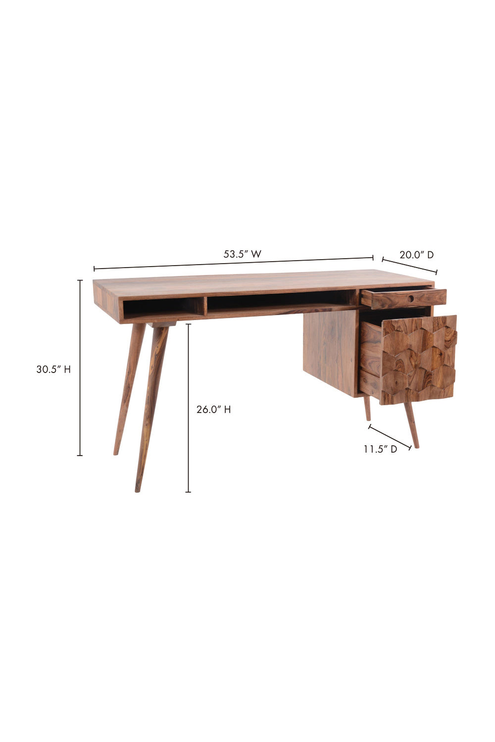Modern European furniture - Sheesham Wood 2-Drawer Desk - www.oroa.com | Oroa.com