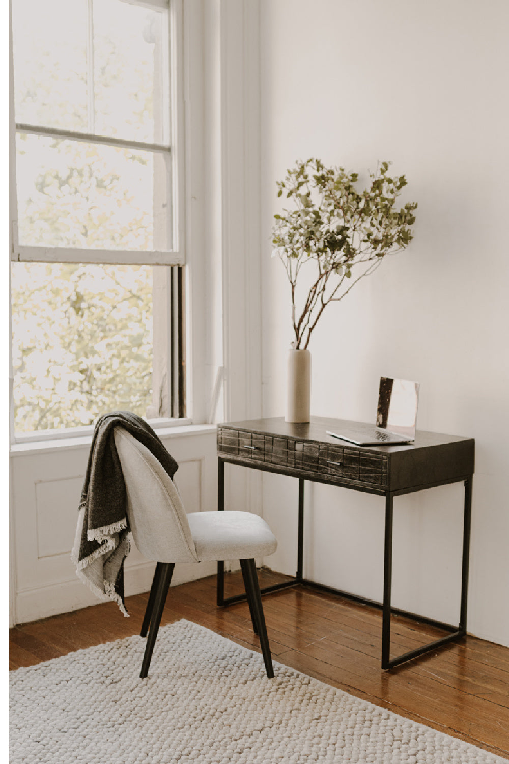 Modern European furniture - Patterned Solid Acacia 2-Drawer Desk - www.oroa.com | Oroa.com