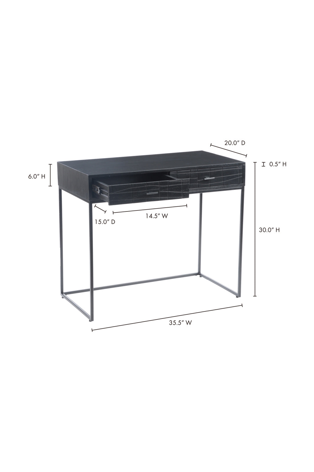 Modern European furniture - Patterned Solid Acacia 2-Drawer Desk - www.oroa.com | Oroa.com