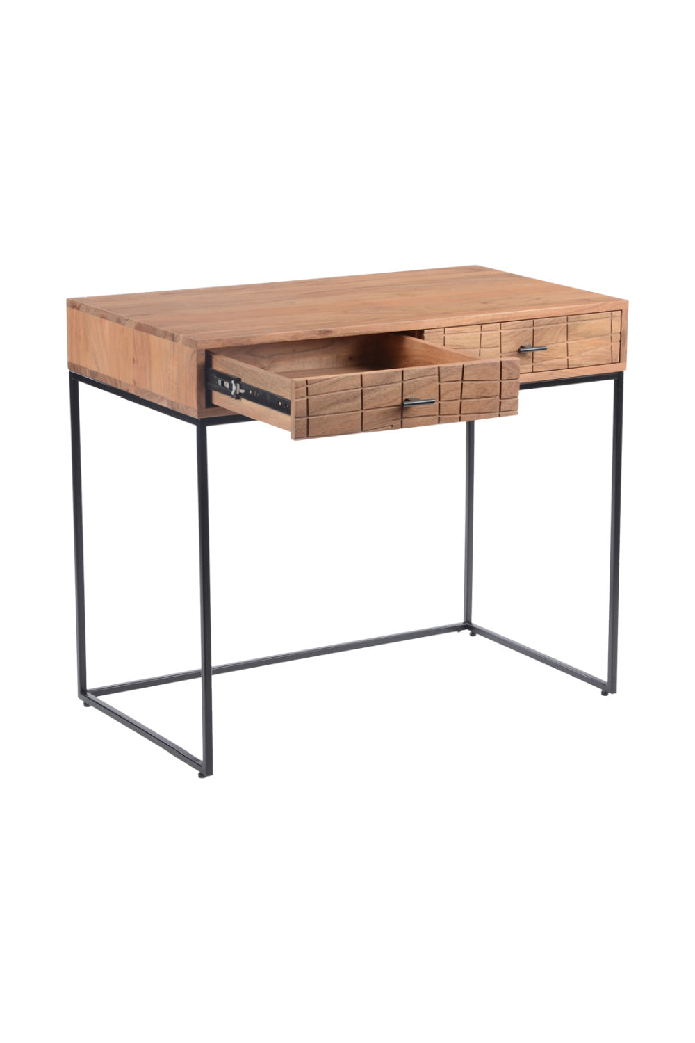 Modern European furniture - Patterned Solid Acacia 2-Drawer Desk - www.oroa.com | Oroa.com