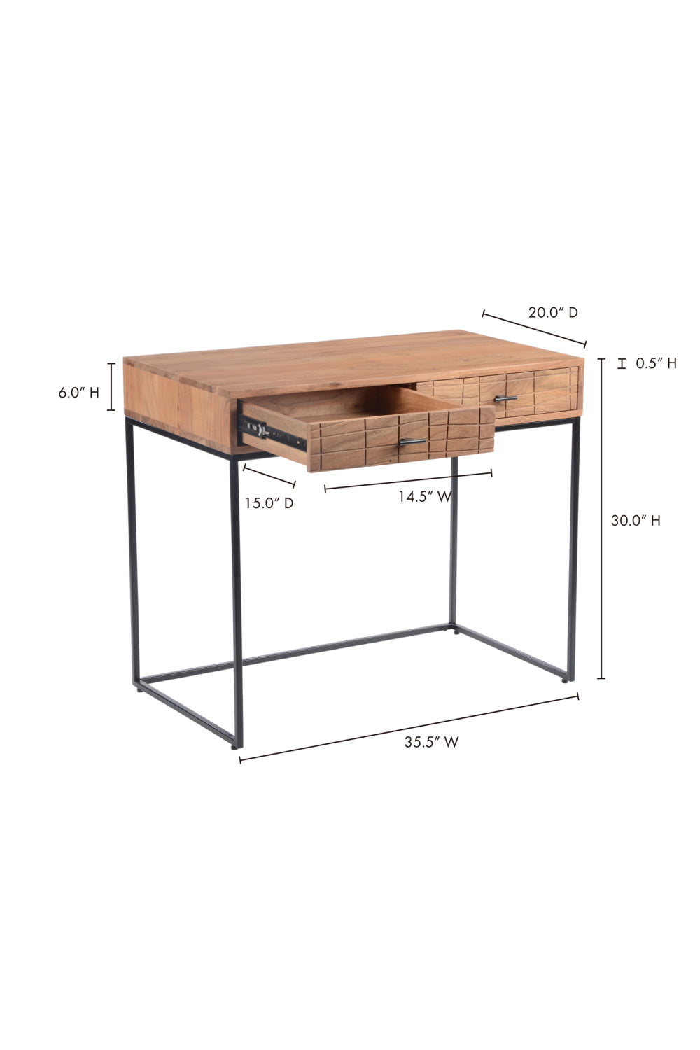 Modern European furniture - Patterned Solid Acacia 2-Drawer Desk - www.oroa.com | Oroa.com