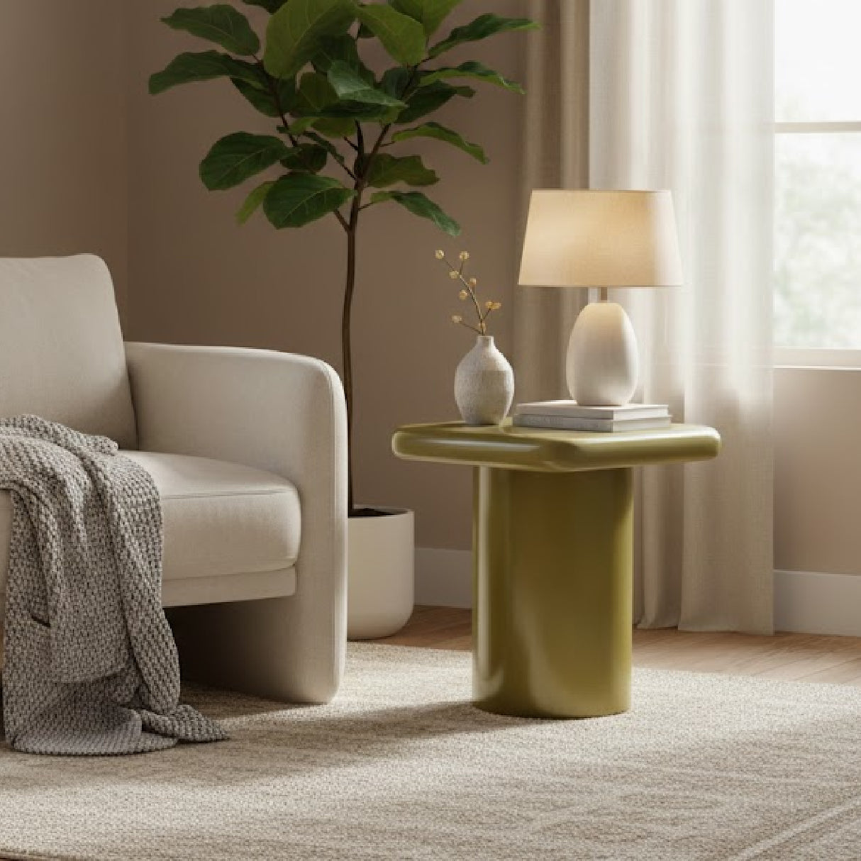 Green Lacquered Square Side Table | Novi Living Daisy | Oroa.com