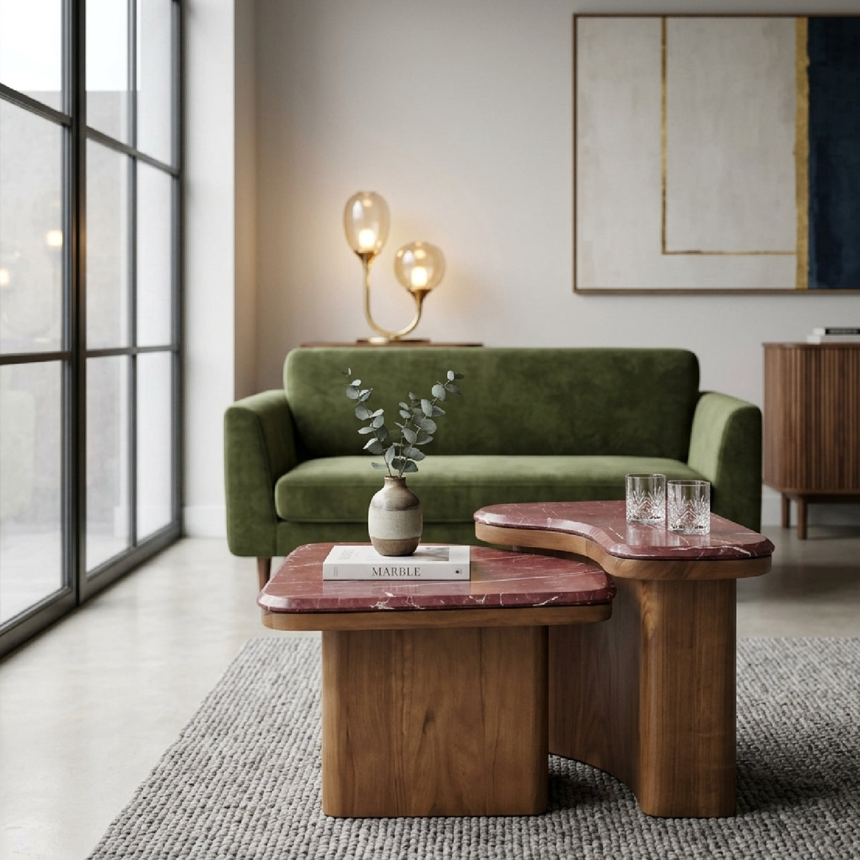 Red Marble Nesting Coffee Tables (2) | Oroa.com