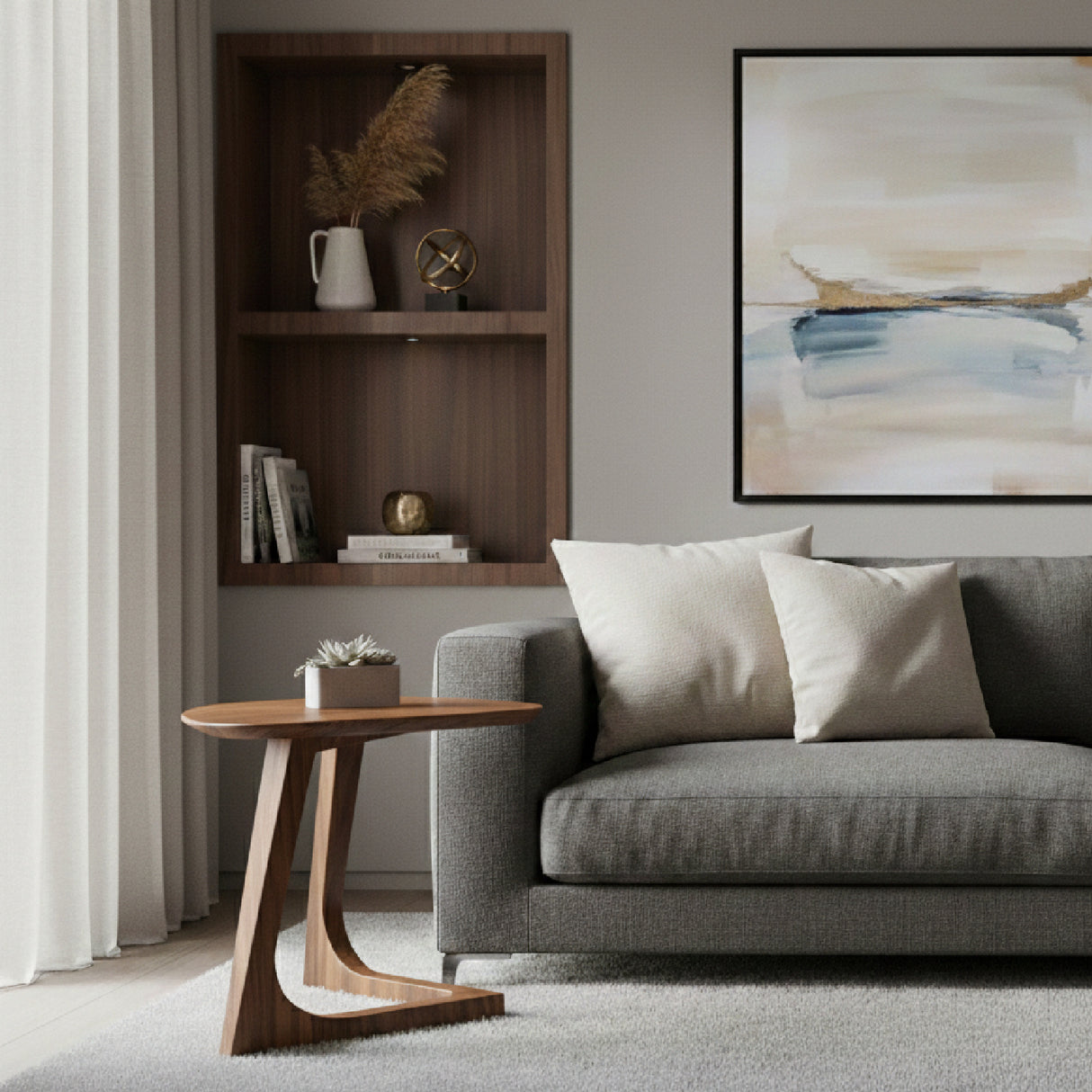 Modern European furniture - Solid Walnut End Table - www.oroa.com