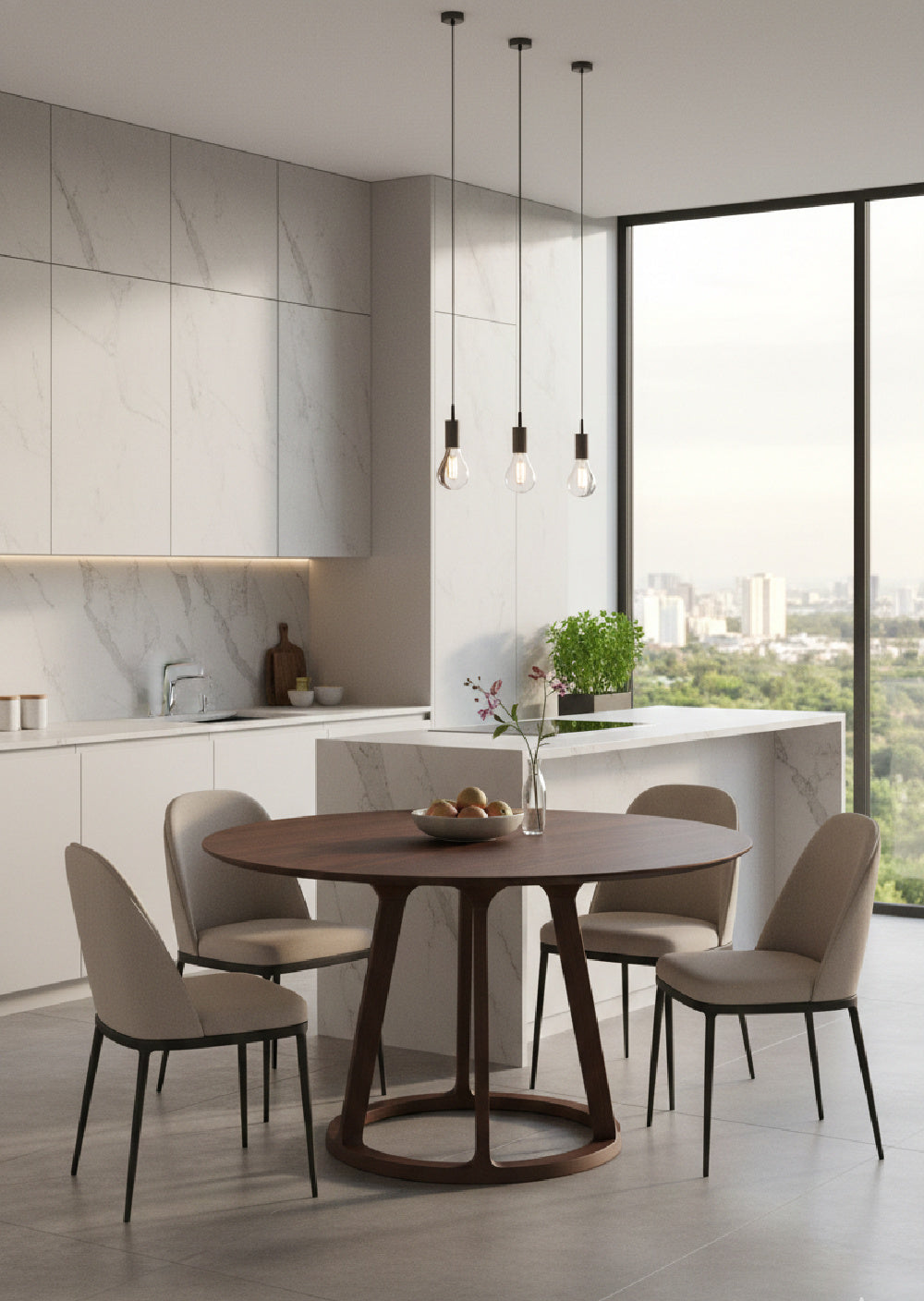 Modern European furniture - Walnut Round Dining Table - www.oroa.com | Oroa.com