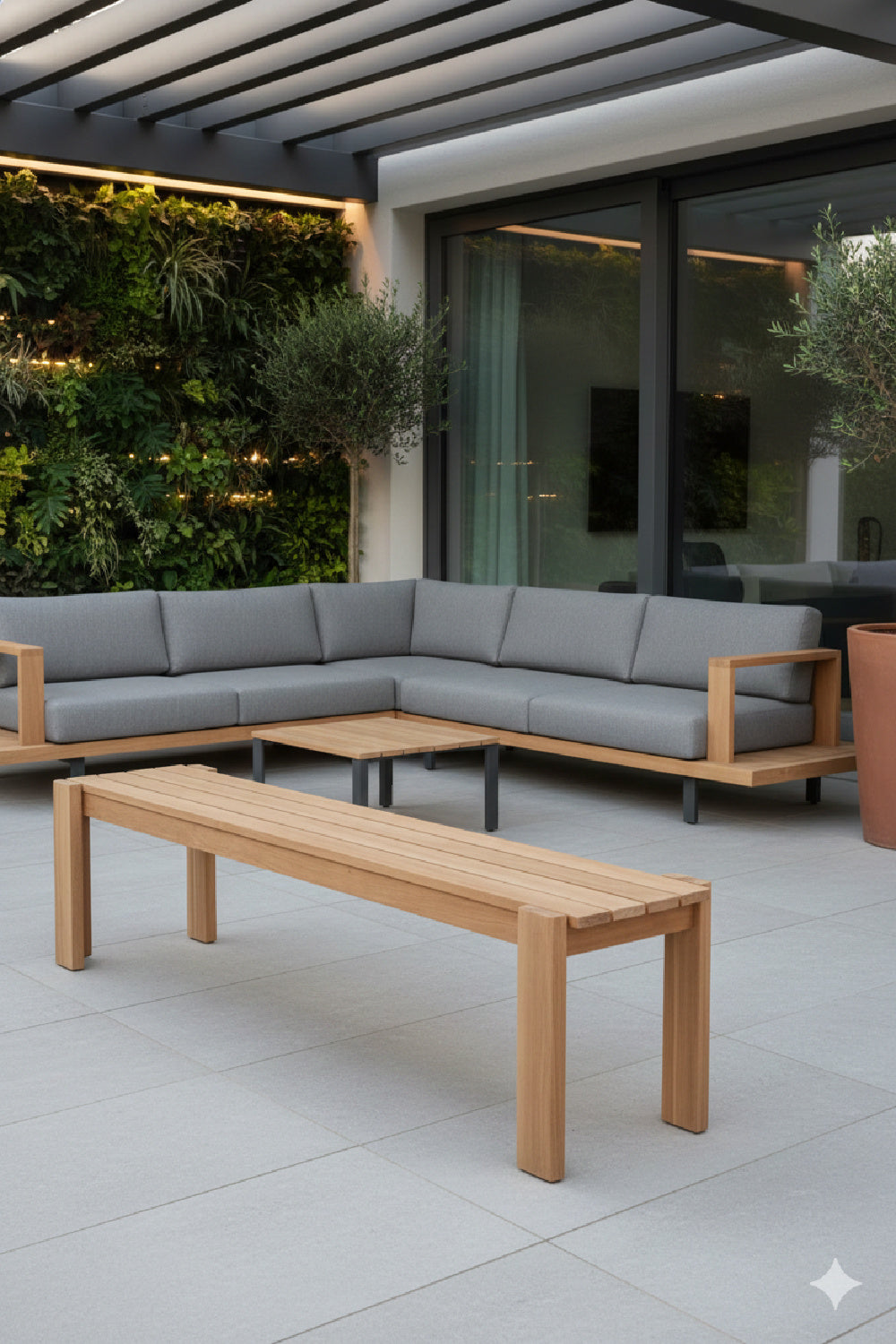 Modern European furniture - Natural Teak Outdoor Dining Bench - www.oroa.com | Oroa.com