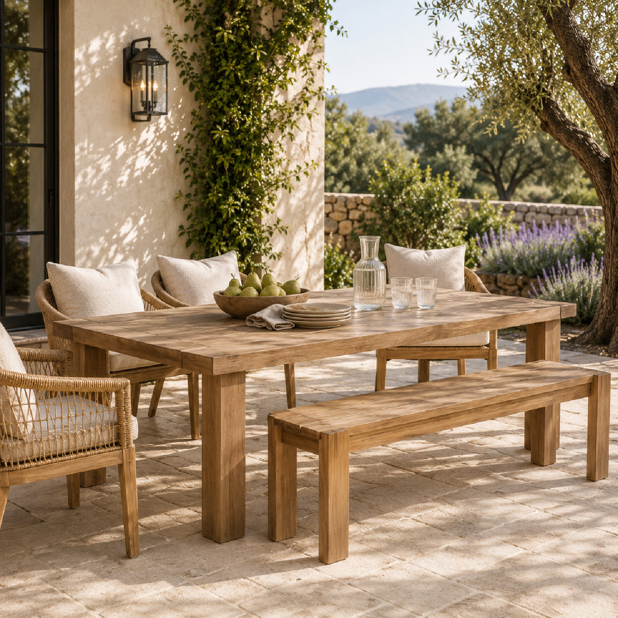 Modern European furniture - Natural Teak Outdoor Dining Bench - www.oroa.com | Oroa.com