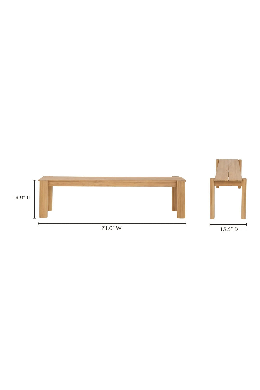 Modern European furniture - Natural Teak Outdoor Dining Bench - www.oroa.com | Oroa.com