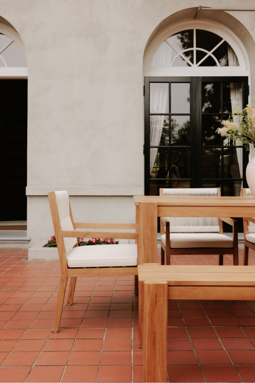 Modern European furniture - Natural Teak Outdoor Dining Bench - www.oroa.com | Oroa.com