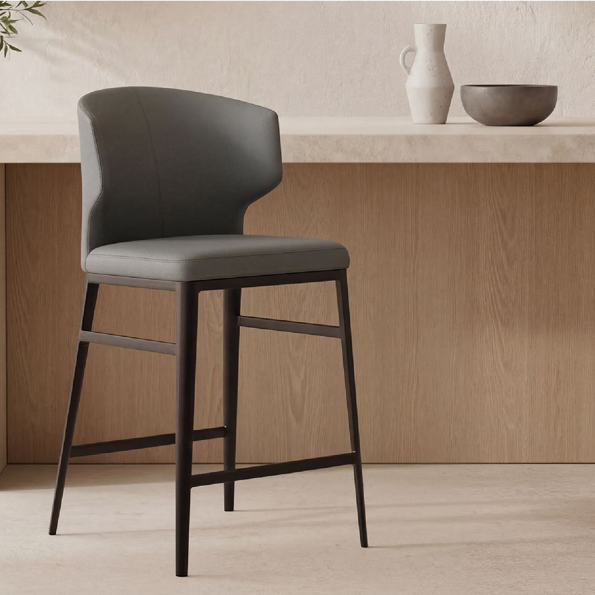 Modern European furniture - Vegan Leather Counter Stool - www.oroa.com | Oroa.com