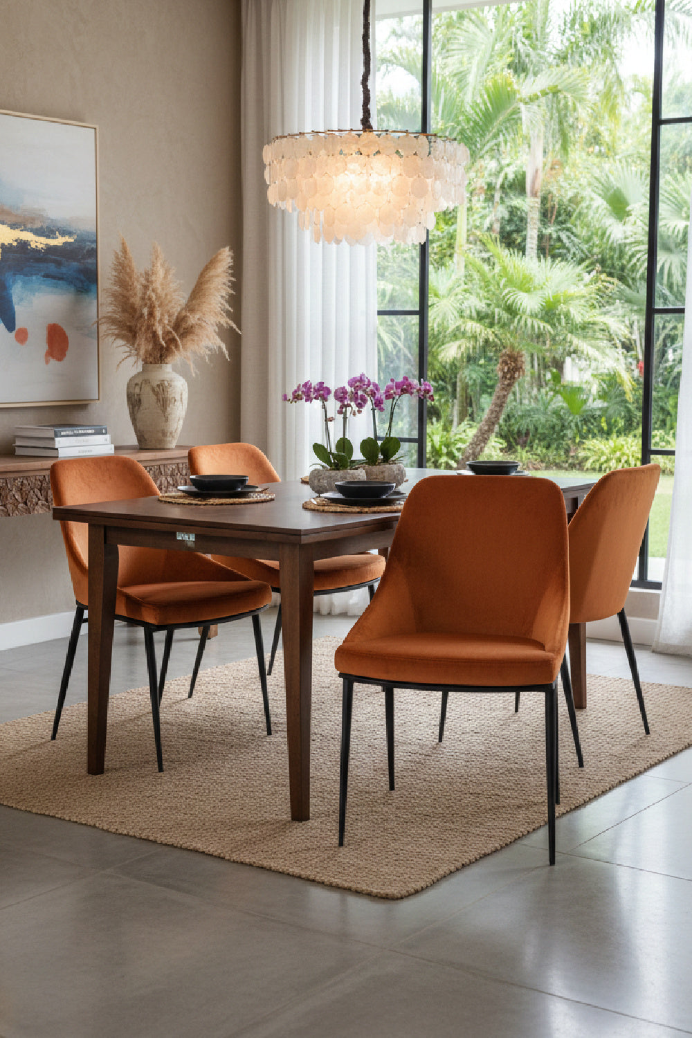 Modern European furniture - Orange Velvet Dining Chairs (2) - www.oroa.com | Oroa.com