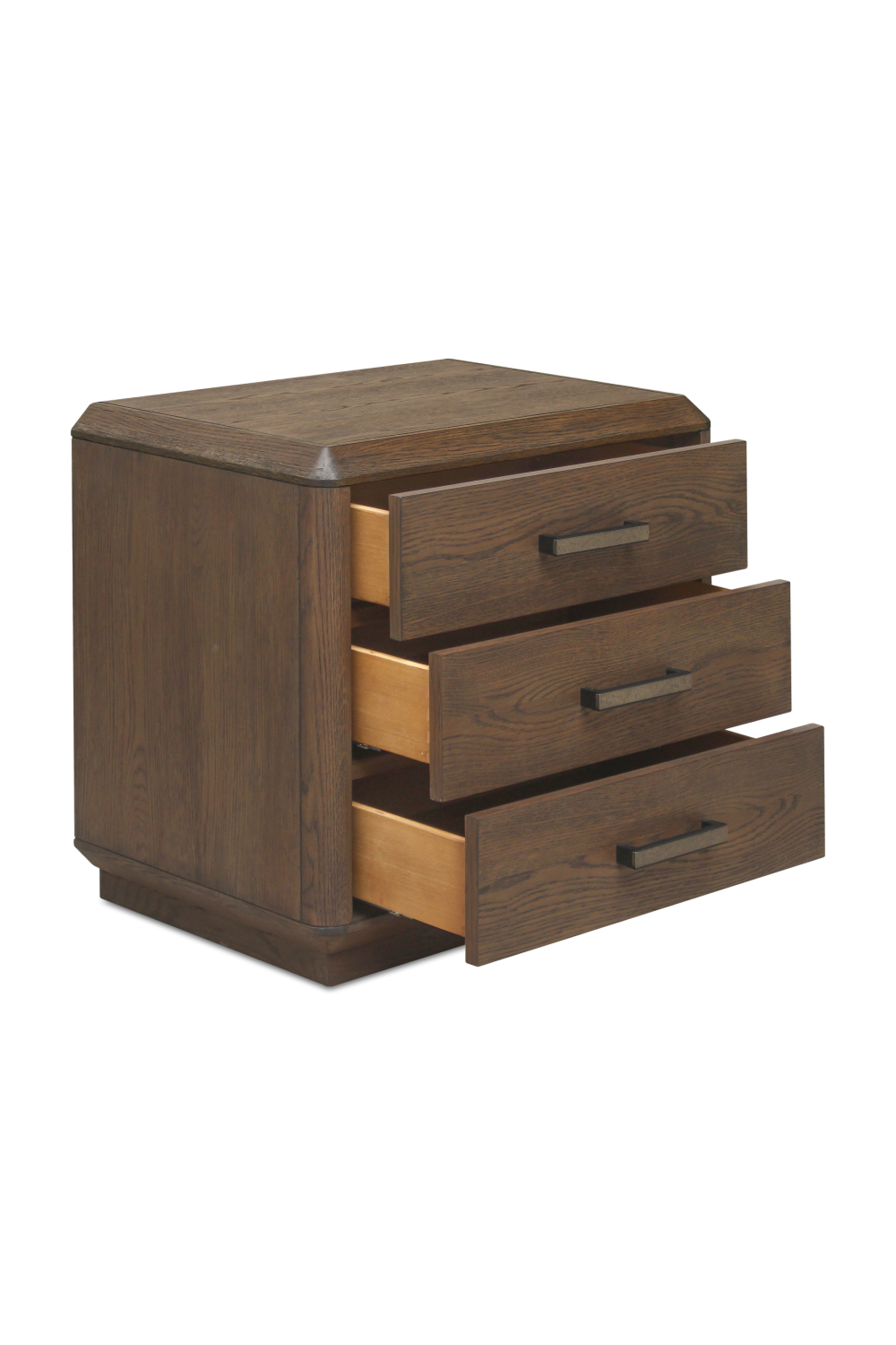 Modern European furniture - Brown Oak 3-Drawer Nightstand - www.oroa.com | Oroa.com