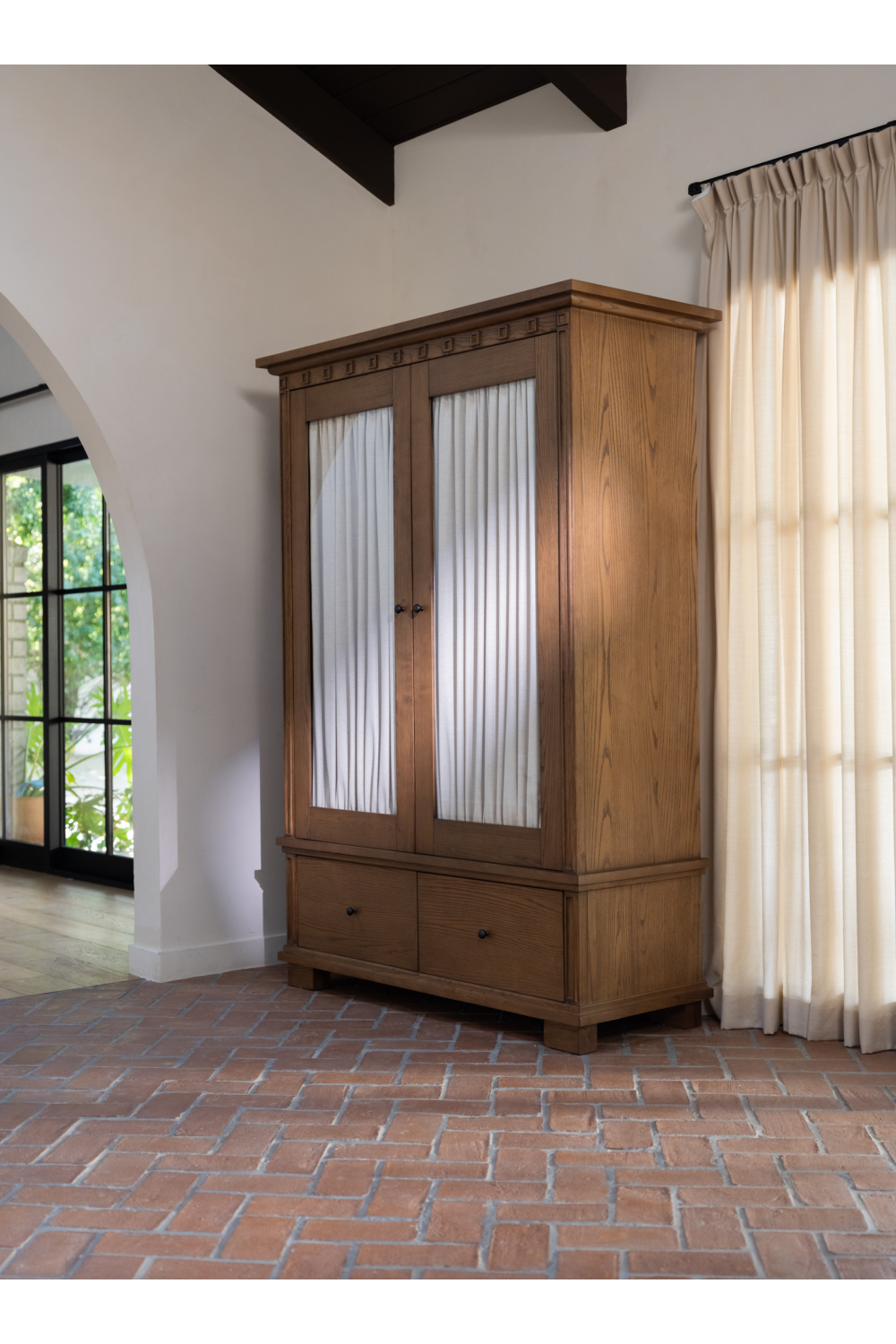 Brown Ash 2-Door Tall Cabinet | Novi Living Lillian | Oroa.com