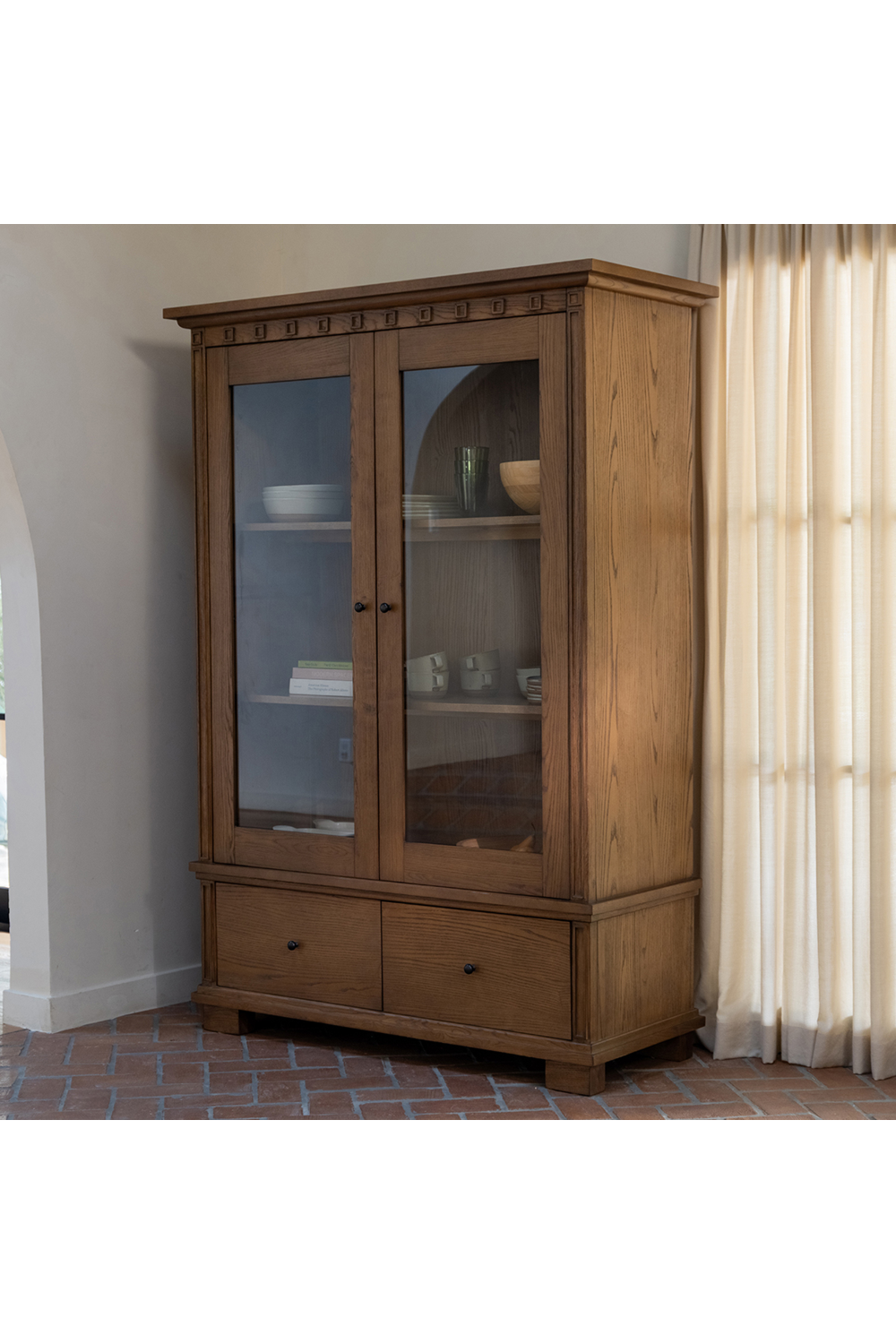 Brown Ash 2-Door Tall Cabinet | Novi Living Lillian | Oroa.com