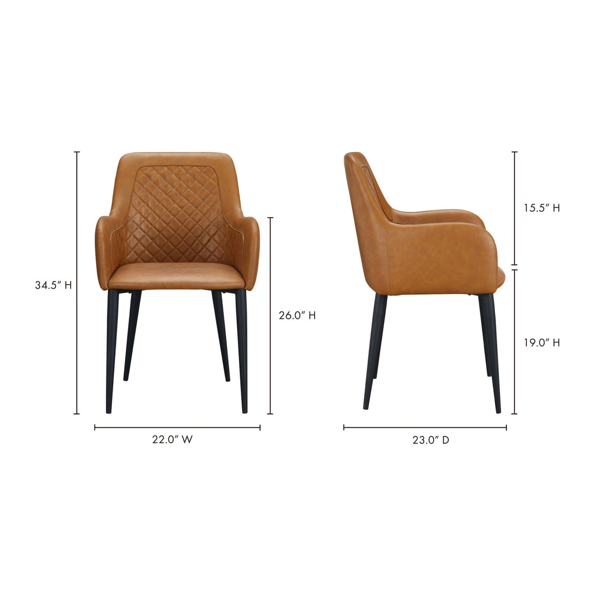 Modern European furniture - Tufted Vegan Leather Dining Chairs (2) - www.oroa.com | Oroa.com