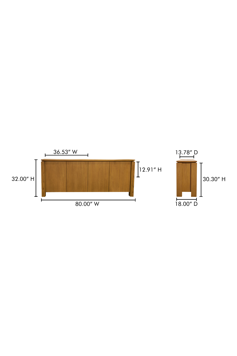 Modern European furniture - Oak Rustic 4-Door Sideboard - www.oroa.com | Oroa.com
