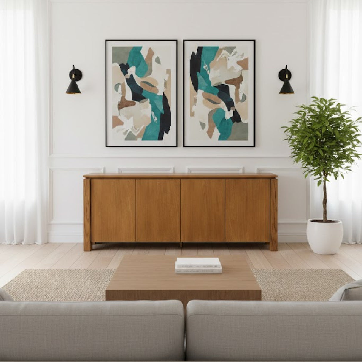 Modern European furniture - Oak Rustic 4-Door Sideboard - www.oroa.com | Oroa.com