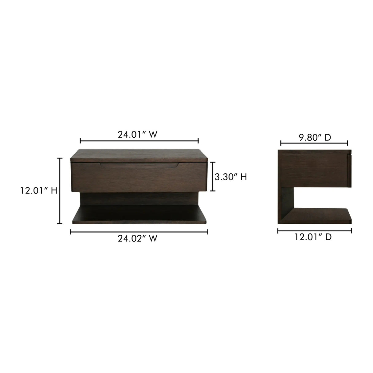 Modern European furniture - Brown 1-Drawer Floating Nightstand - www.oroa.com