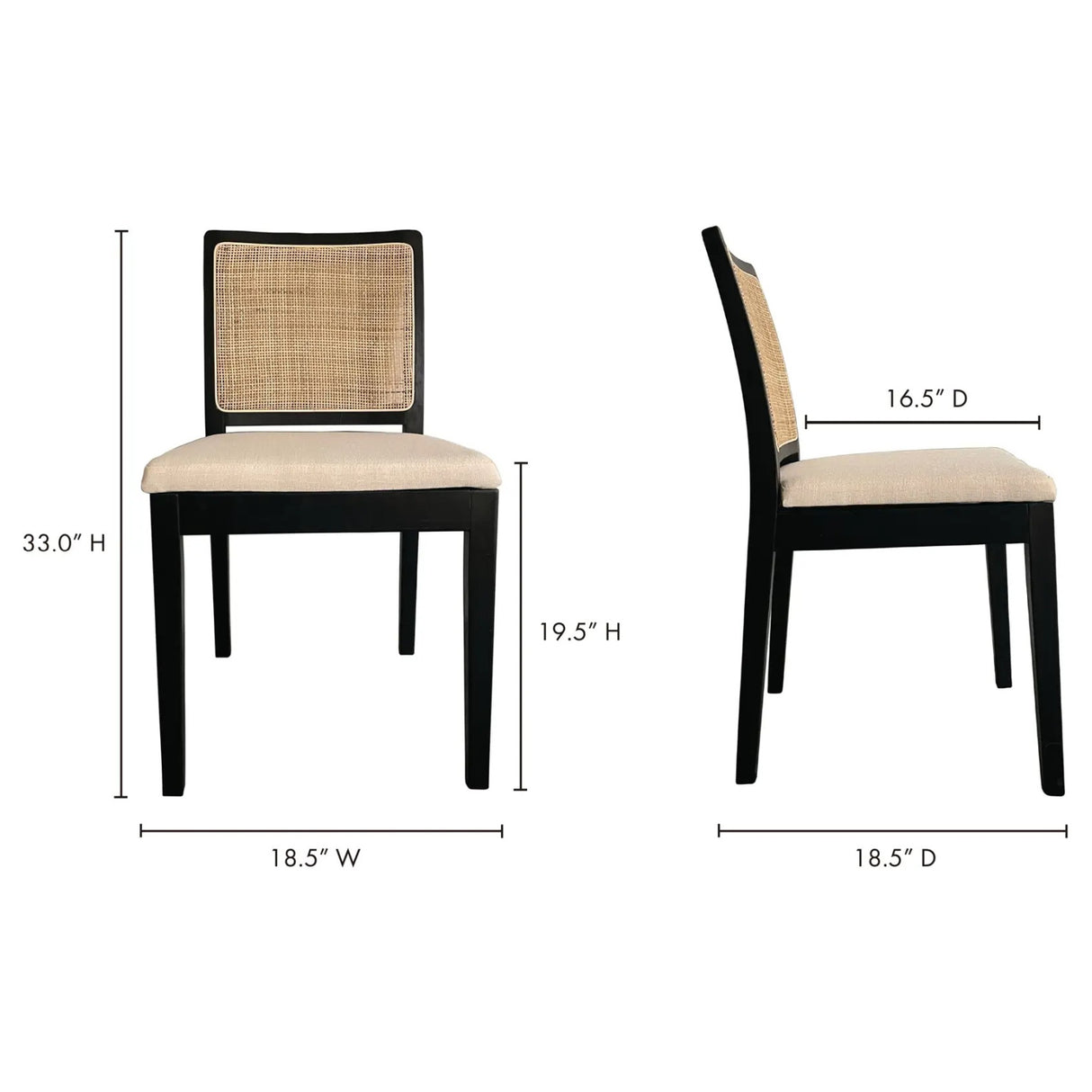 Rattan-Back Dining Chair Set (2) | Novi Living Orville | Oroa.com