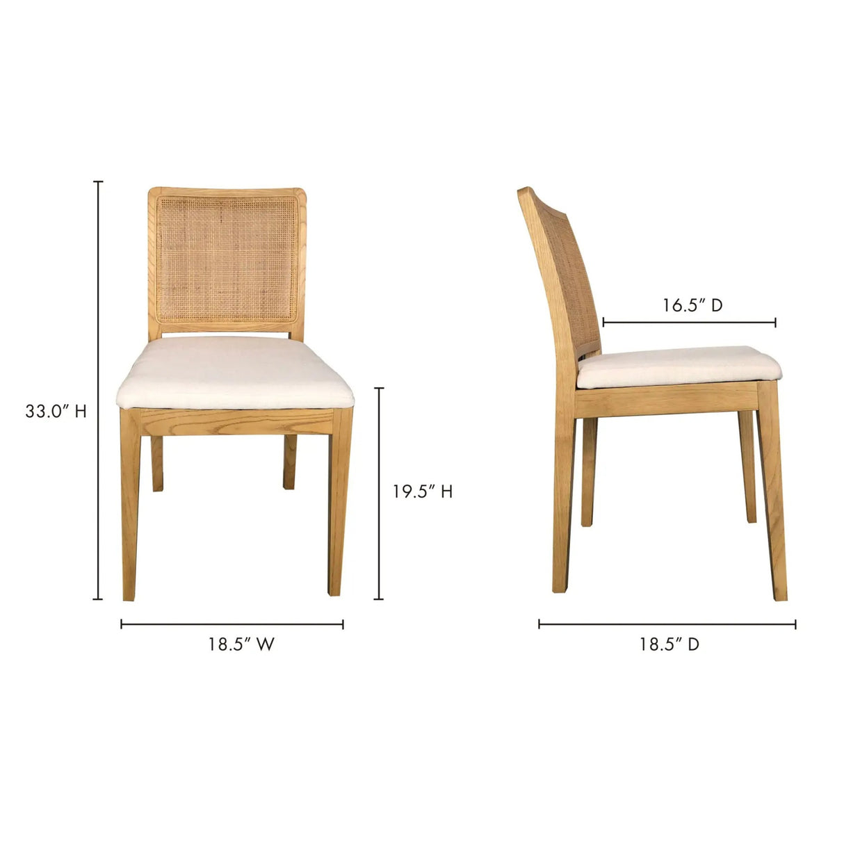 Rattan-Back Dining Chair Set (2) | Novi Living Orville | Oroa.com