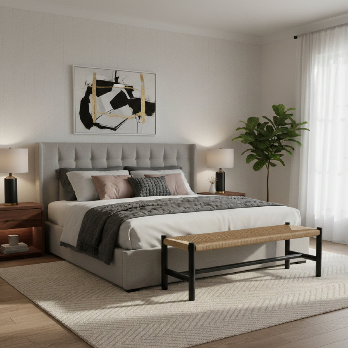 Woven Fibers Bench | Novi Living Hawthorn | Oroa.com