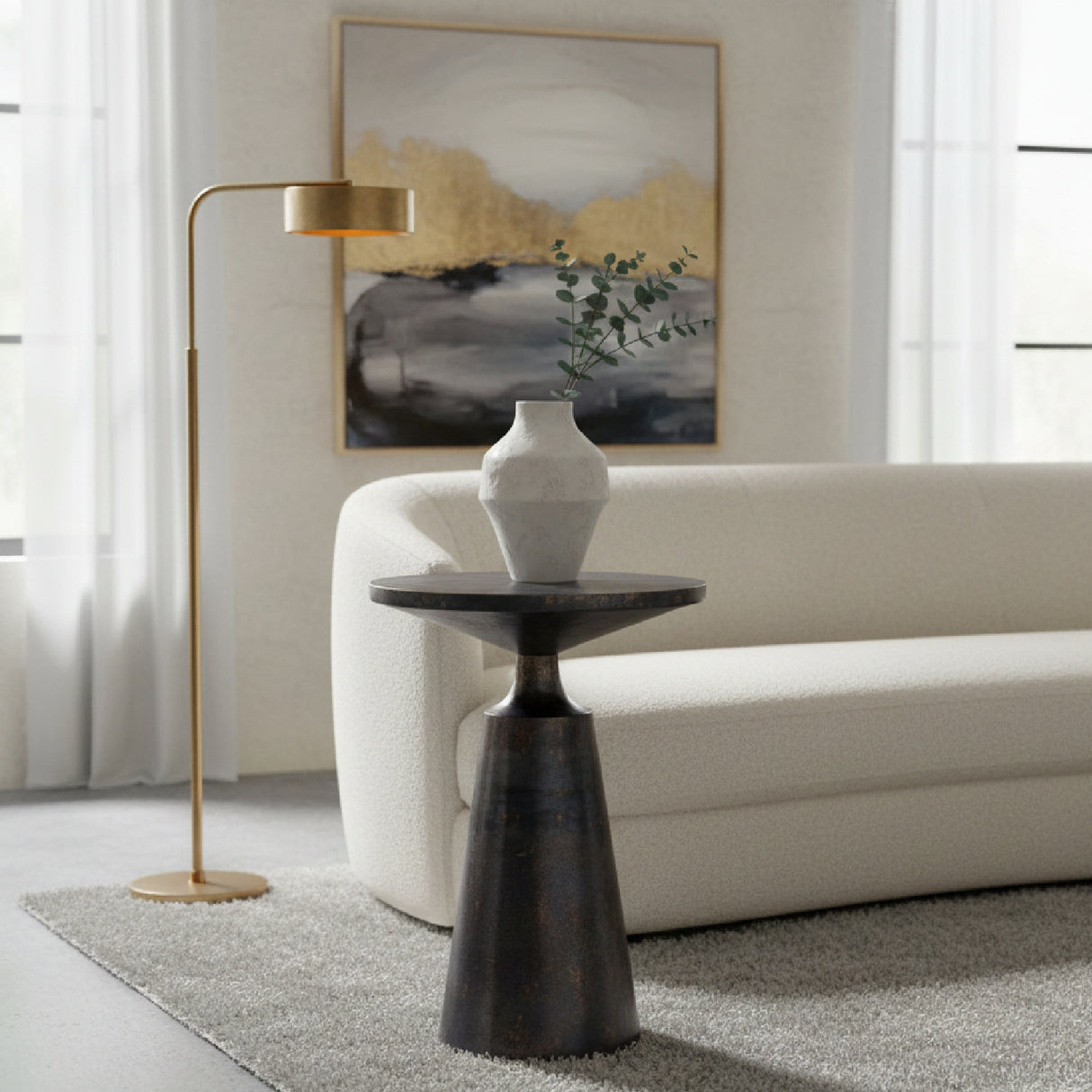 Modern European furniture - Gray Industrial Style Accent Table - www.oroa.com