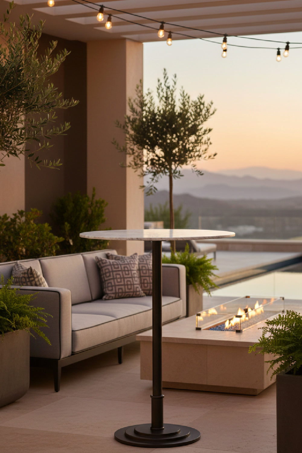 Modern European furniture - White Marble Outdoor Counter Table - www.oroa.com