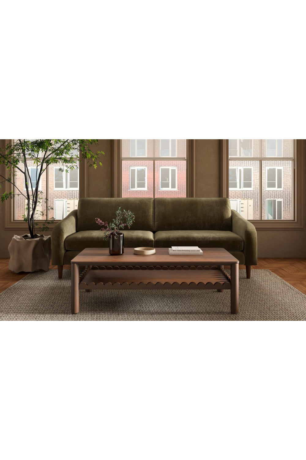 Modern European furniture - Wooden Leg 2-Seater Sofa - www.oroa.com | Oroa.com