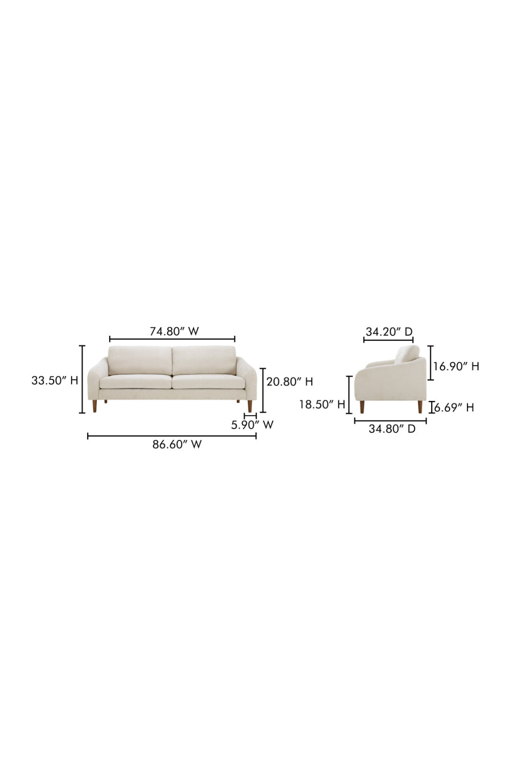 Modern European furniture - Wooden Leg 2-Seater Sofa - www.oroa.com | Oroa.com